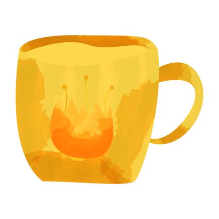 Watercolor hand drawn painted tea vector illustration. Menu designのイラスト素材