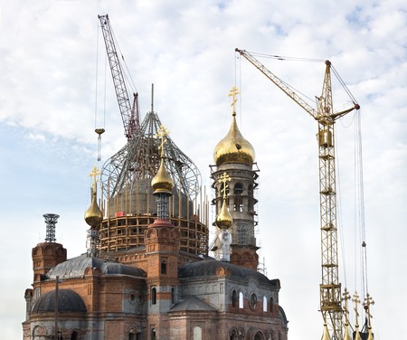 Construction of new churchの写真素材