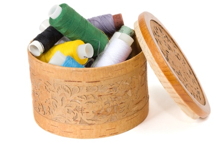Thread for sewing in a beautiful box の写真素材