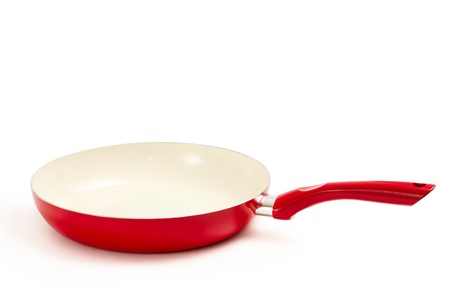 Frying pan with ceramic isolated on white backgroundの写真素材