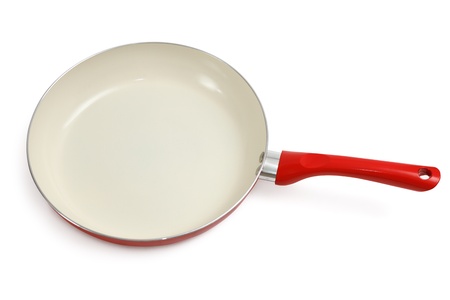 Frying pan with ceramic isolated on white backgroundの写真素材