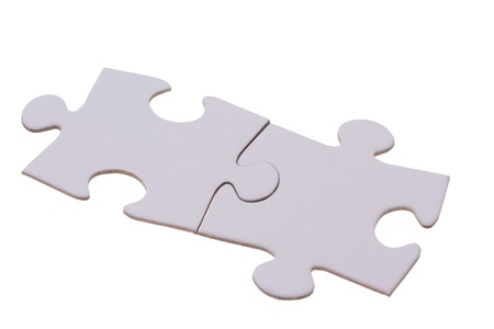 Two puzzle bricks fitting togetherの写真素材
