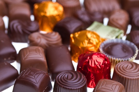 Close up of delicious chocolate pralinesの写真素材