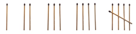 Counting one to five with matchesの写真素材