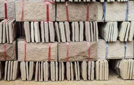 A lot of rock tile have packed for transportationの写真素材