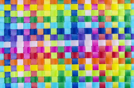 Texture of colorfull basket work made from plastic stripの写真素材
