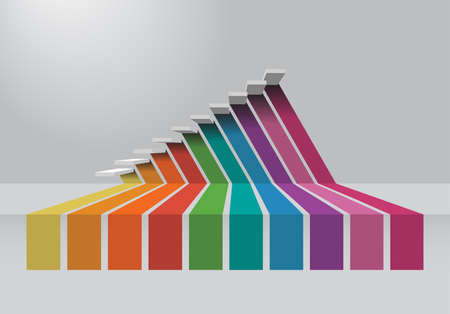 The 3 dimensions color spectrum for business step chartの写真素材