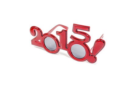 An isolated image of fashion red color glasses with number 2015 for the New Year festival.の写真素材
