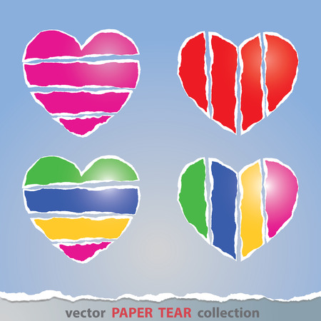 Vector, Colorful heart sign made from paper tearのイラスト素材