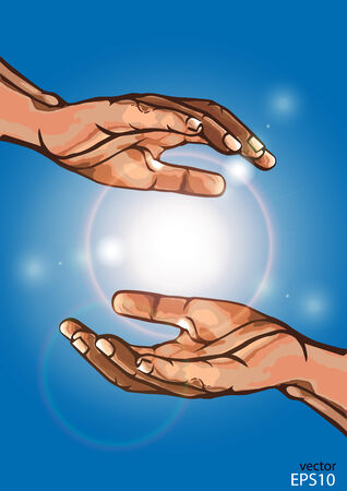  Background, Hands and flare on blue backgroundのイラスト素材