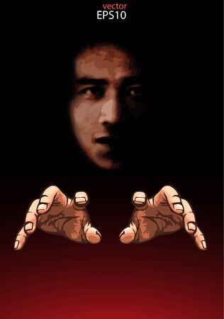 Vector , Background, Face and Hands on black backgroundのイラスト素材