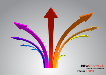 The 3D curved arrow which have spectrum のイラスト素材
