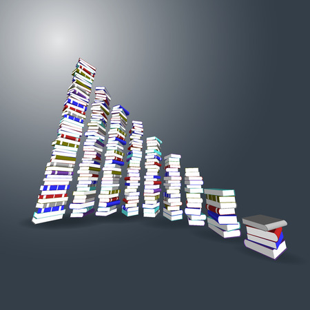 Vector, 3ds Colorful books tower and stairのイラスト素材