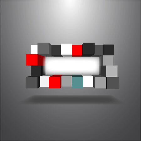 Vector,The 3 dimensions colorful boxs align to random style, blank space for put your textのイラスト素材