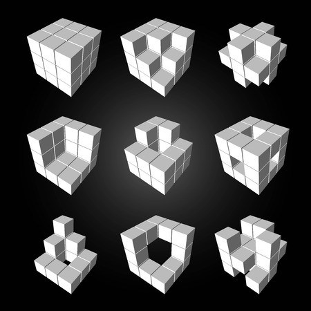Vector, 3Ds cubics pattern,    files with high flexibility. You can create your own by remove some block out.のイラスト素材