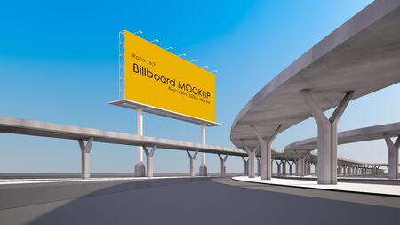 3d rendering image of billboard beside highway.の写真素材