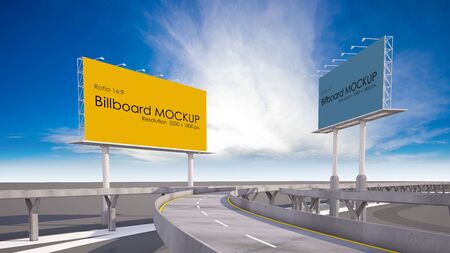 3d rendering image of billboard beside highway.の写真素材
