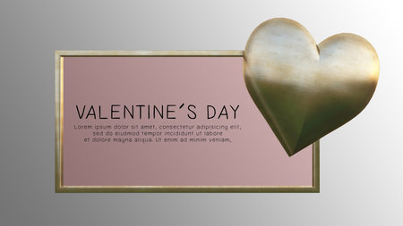 3D rendering image of valentine's day background. Background & Text box mockup in smart object layer.の写真素材