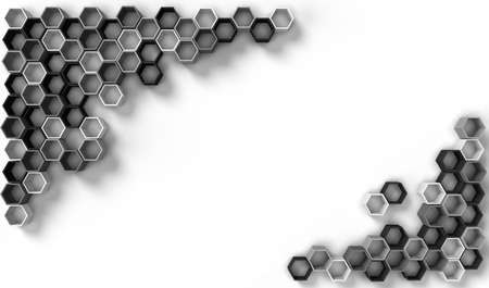 3d rendering image of hexagon solid shape on white background.
