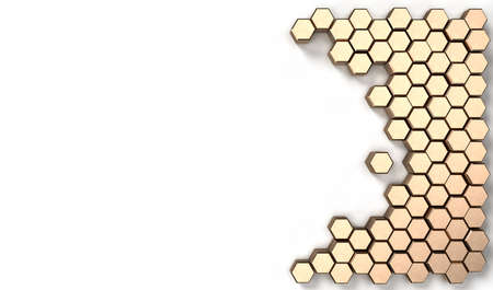 3d rendering image of hexagon solid shape on white background.の写真素材