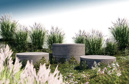 3d rendering of grassed hill nature scenery Premium Psdの写真素材