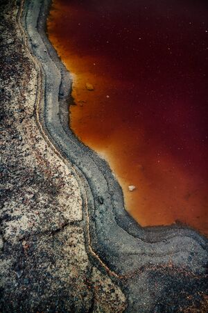 Land and water in lignite mineの写真素材