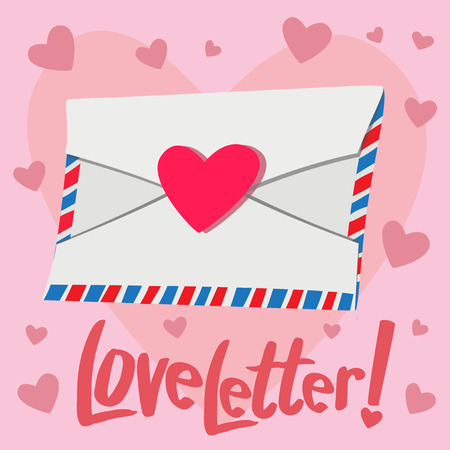 A Love letter with Big pinky heart backgroundのイラスト素材