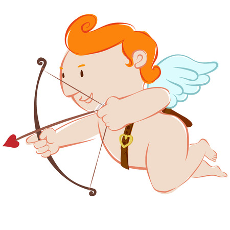 Cupid little angle aiming heart arrow valentineのイラスト素材