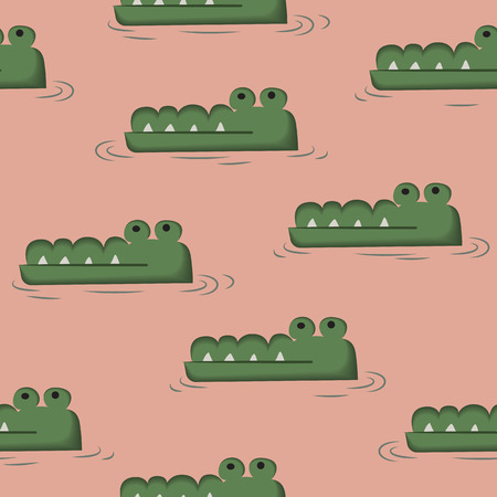 Crocodile swimming in the water seamless pattern cartoon kid design