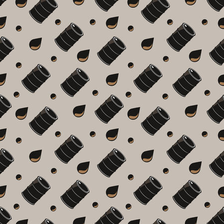 Oil barrel and oil drop seamless pattern backgroundのイラスト素材