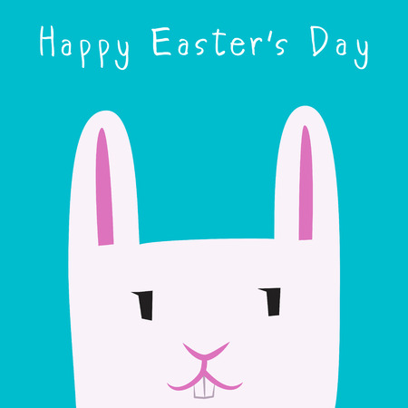 Happy Easter Day with Bunny Face flat designのイラスト素材