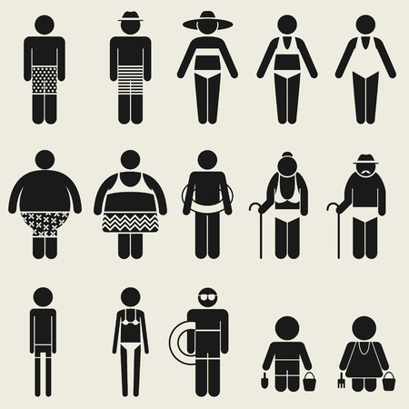 Variety people in summer season holiday icon symbol for multi usingのイラスト素材