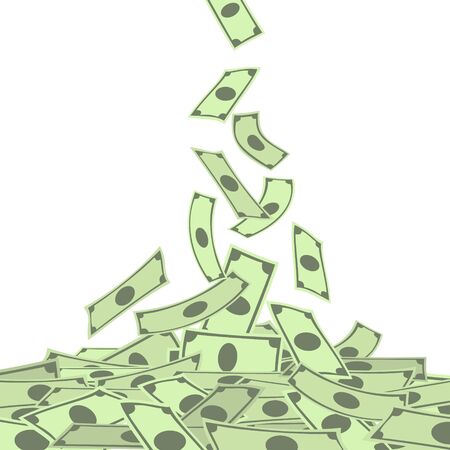 Falling money isolated on white backgroundのイラスト素材