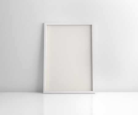 White frame on the white wall and floor 3d renderingの写真素材