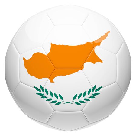 Soccer football with Cyprus flag 3d rendering isolated on white backgroundの写真素材