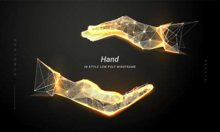 Hands. Cupped care hands. ? up-shaped form of the hands. Open hand. Abstract illustration isolated...