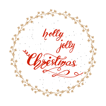Vector illustration with graphic elements and lettering. Holly Jolly Christmas.のイラスト素材