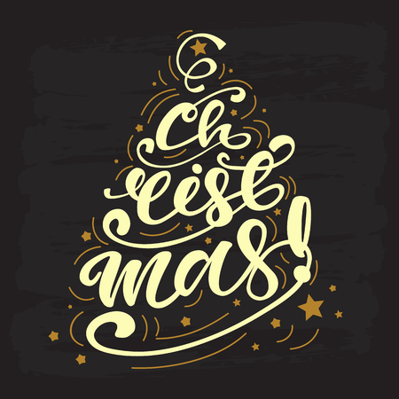 Vector illustration with Christmas lettering.のイラスト素材
