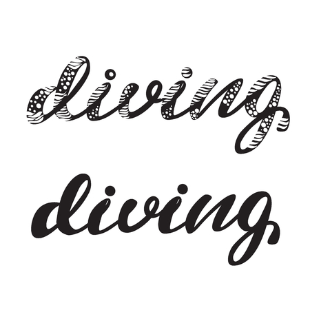 Vector illustration of diving on white background with lettering.のイラスト素材