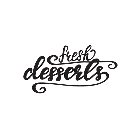 Vector illustration of fresh desserts with lettering.のイラスト素材
