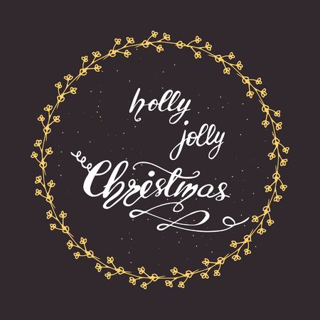 Vector illustration with graphic elements and lettering.Holly Jolly Christmasのイラスト素材
