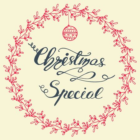 Vector illustration with graphic elements and lettering Christmas Special.のイラスト素材