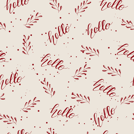 Seamless pattern with Lettering Hello. Vector illustration.のイラスト素材
