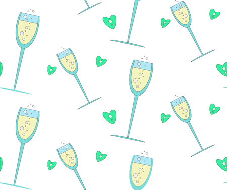 Seamless pattern with champagne glasses.のイラスト素材