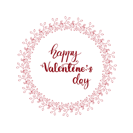 Greeting card design with lettering Happy Valentine's Day illustration.のイラスト素材