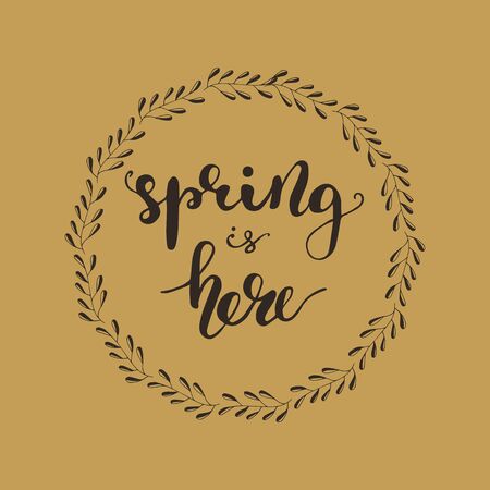Lettering Spring is here illustration.のイラスト素材