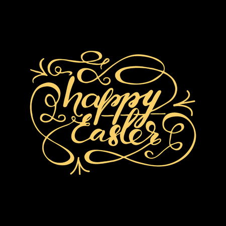 Greeting card design with lettering Happy Easter. Vector illustration.のイラスト素材