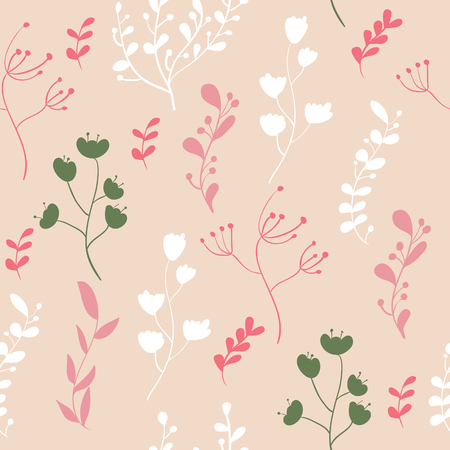 Pink color background with Seamless pattern of  floral elements. Vector illustration.のイラスト素材