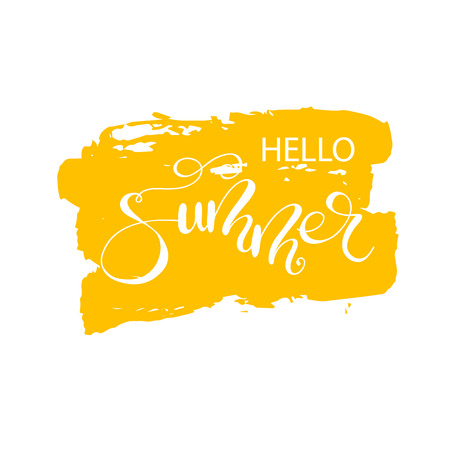 Lettering Hello Summer. Vector illustration.のイラスト素材