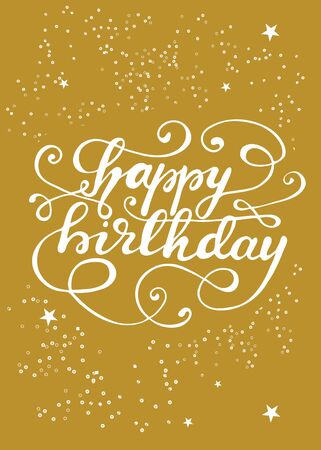 Greeting card design with lettering Happy Birthday Vector illustration.のイラスト素材